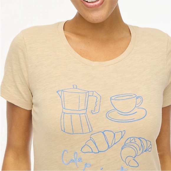 J. CREW Artist Series Graphic Tee with Blue Cafe Design - Picture 2 of 10